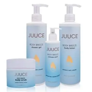 JUUCE Body Breeze Pakke - Intimate Wash + Shower Gel + Body Scrub + Body Lotion (Værdi 576,-) - Body Breeze - Til kroppen
